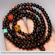 Buddha Stones Nha Trang Bai Qinan Agarwood Turquoise Amber Red Agate Strength Meditation Bracelet Bracelet BS 12