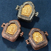 Buddha Stones Tibetan Gold Buddha Double Dorje Copper Serenity Ghau Prayer Box Necklace Pendant Necklaces & Pendants BS 22