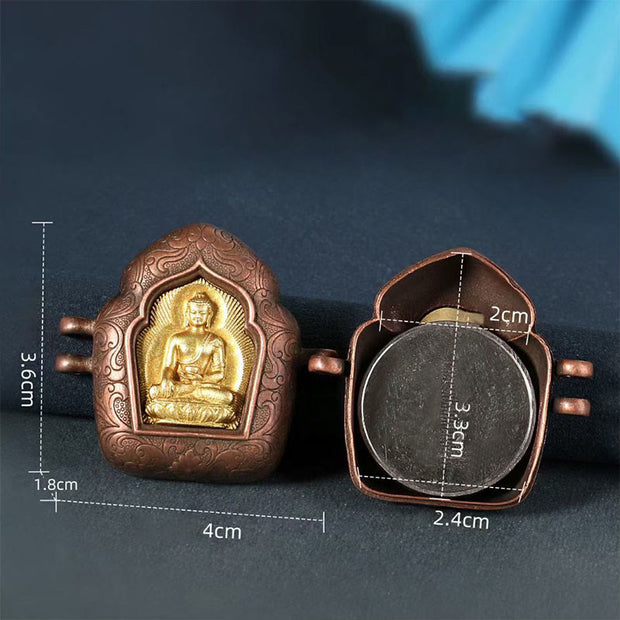 Buddha Stones Tibetan Gold Buddha Double Dorje Copper Serenity Ghau Prayer Box Necklace Pendant Necklaces & Pendants BS 10