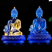 Buddha Stones Medicine Buddha Handmade Liuli Crystal Art Piece Compassion Statue Home Office Offering Decoration Decorations BS 20
