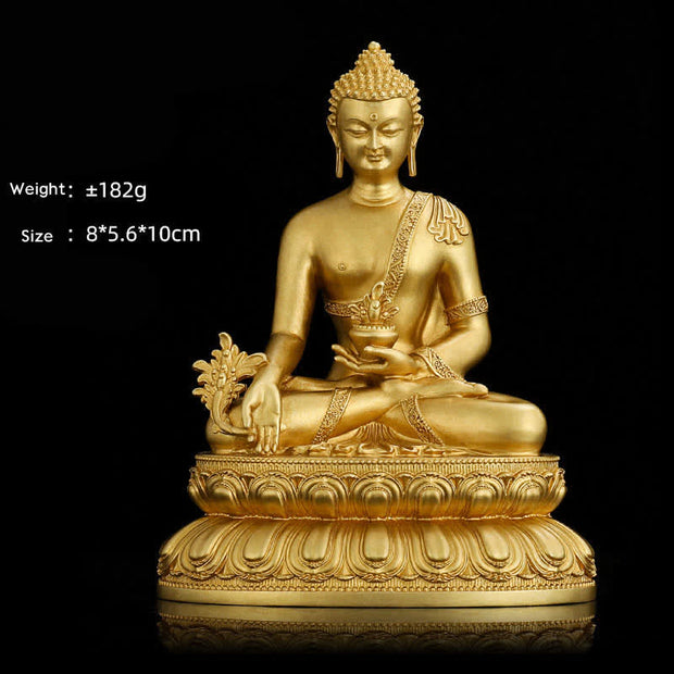 Buddha Stones Shakyamuni Amitabha Medicine Buddha Figurine Serenity Copper Statue Home Decoration