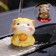 Buddha Stones Color Changing Cute Mini Cat Resin Tea Pet Wealth Home Figurine Decoration Decorations BS Yellow Cat 5.3*4.8*5.1cm