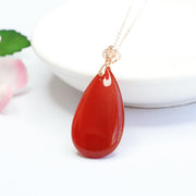 Buddha Stones 925 Sterling Silver Waterdrop Red Agate Confidence Necklace Pendant Necklaces & Pendants BS 2