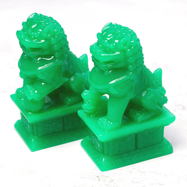 Buddha Stones Wealth Prosperity Pair of Fu Foo Dogs Guardian Lion Statues Home Decoration Decorations BS 2