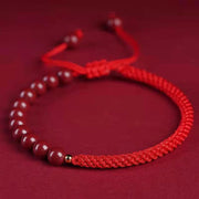 Buddha Stones Natural Cinnabar King Kong Knot Blessing String Bracelet Bracelet BS Cinnabar Red String 6mm