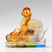 Buddha Stones Year of the Dragon Handmade 12 Chinese Zodiac Liuli Crystal Art Piece Protection Home Office Decoration Decorations BS Snake About 8.5*5.5*8cm