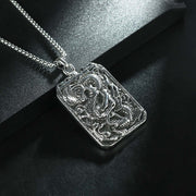 Buddha Stones Dragon Pattern Titanium Steel Luck Protection Necklace Pendant Necklaces & Pendants BS 1