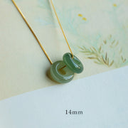 Buddha Stones Natural Round Jade Peace Buckle Luck Abundance Necklace Pendant Necklaces & Pendants BS Jade&Cyan Jade 14mm