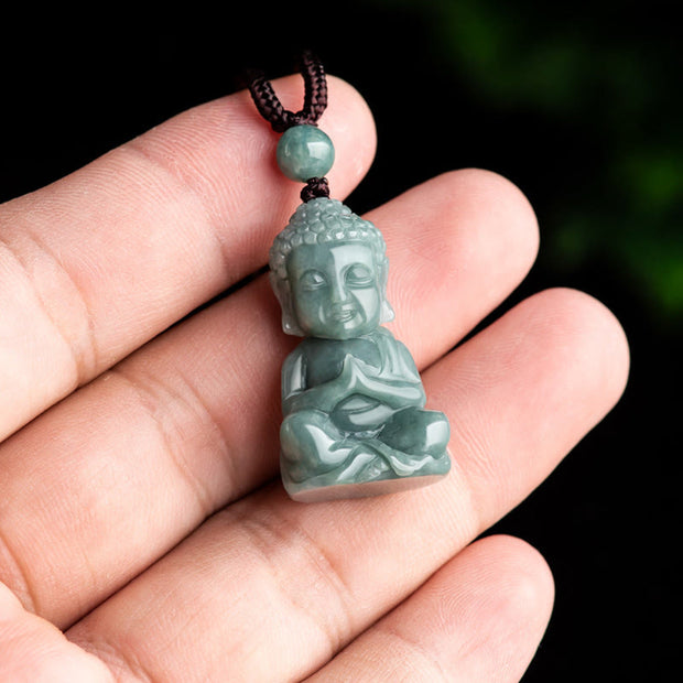 Buddha Stones Natural Jade Meditation Buddha Amulet Serenity Necklace Pendant Necklaces & Pendants BS 4
