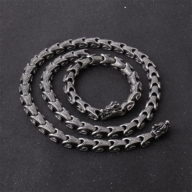 Buddha Stones Dragon Pattern Titanium Steel Protection Necklace Pendant Bracelet Necklaces & Pendants BS 4