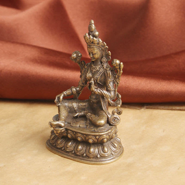 Buddha Stones Bodhisattva Green Tara Calm Hope Copper Statue Decoration Decorations BS 4