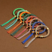 Buddha Stones Tibetan Handmade Luck Protection Thangka Prayer Wheel Bell Charm Braid String Bracelet Bracelet BS 2