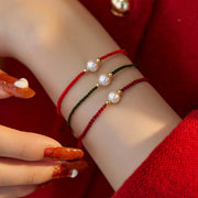 Buddha Stones Natural Pearl Bead Luck Braid String Bracelet Bracelet BS 5