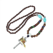 Buddha Stones Tibetan Om Mani Padme Hum Prayer Wheel Rotation Vajra Wood Necklace Pendant Necklaces & Pendants BS 12