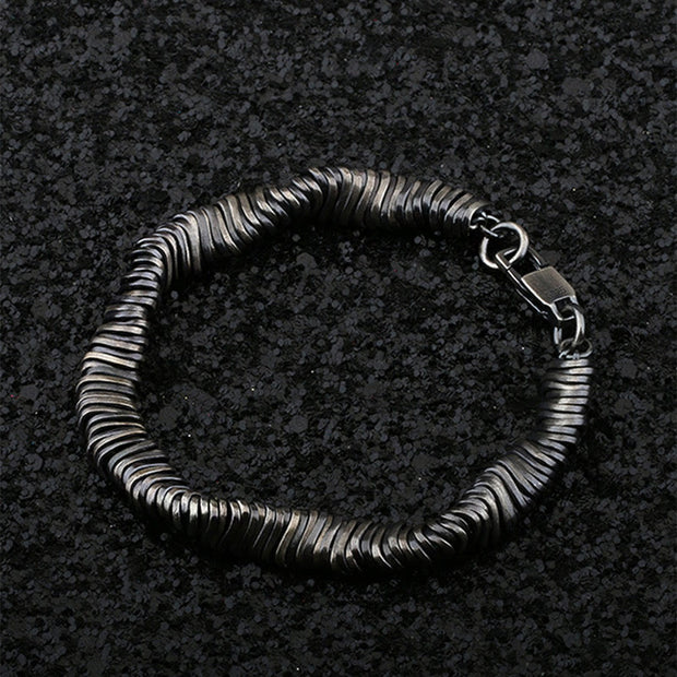 Buddha Stones 925 Sterling Silver Vintage Twisted Design Wealth Healing Chain Bracelet