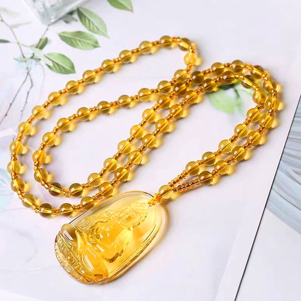 Citrine Guardian Buddha Serenity Pendant Necklace (Extra 40% Off | USE CODE: FS40) Necklaces & Pendants BS 9