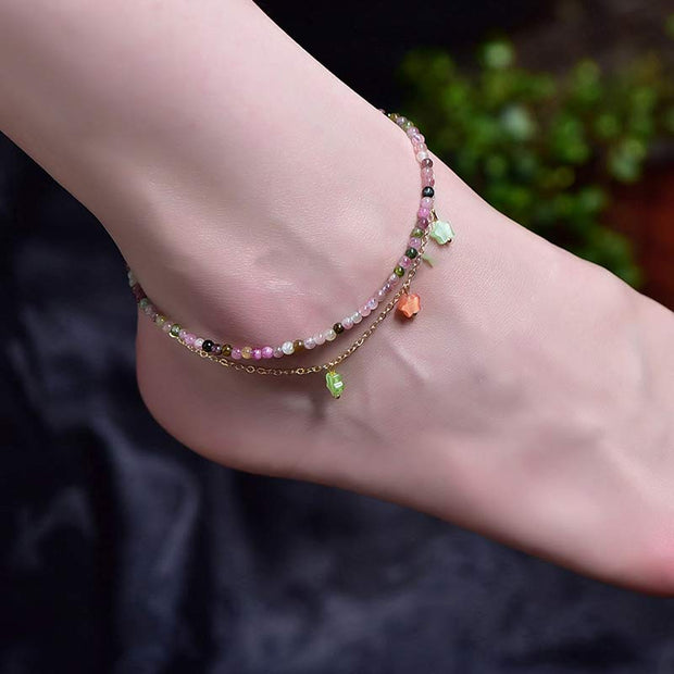 Buddha Stones Natural Tourmaline Love Star Pentagram Bracelet Anklet