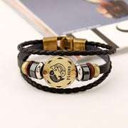 12 Constellations of the Zodiac Hematite Leather Charm Bracelet (Extra 30% Off | USE CODE: FS30) Bracelet BS 11