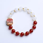 Buddha Stones Red Agate White Agate Strength Healing Bracelet Bracelet BS Red Agate&White Agate