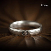 Buddha Stones 925 Sterling Silver Chinese Zodiac Natal Buddha Blessing Couple Ring Rings BS Horse Women