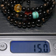 Buddha Stones Nha Trang Bai Qinan Agarwood Turquoise Amber Red Agate Strength Meditation Bracelet Bracelet BS 16