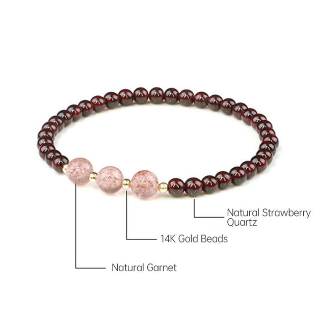 Buddha Stones Natural Garnet Strawberry Quartz Calm Bracelet Bracelet BS 17