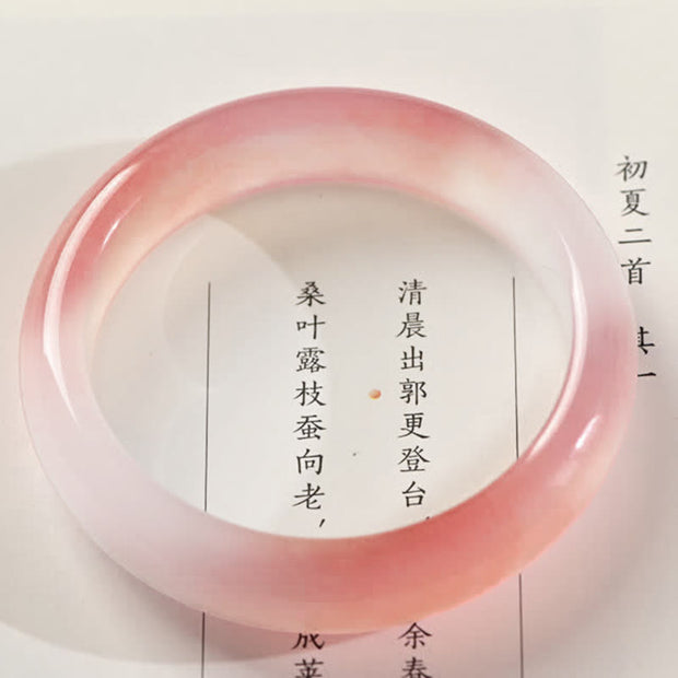 Buddha Stones Pink Golden Silk Jade Wealth Bracelet Bangle Bracelet & Bangle BS 13mm 62-64mm