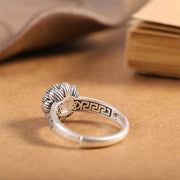 925 Sterling Silver Lotus Red Agate Confidence Blessing Ring (Extra 30% Off | USE CODE: FS30) Ring BS 10