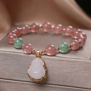 Buddha Stones Natural Strawberry Quartz Jade Protection Healing Bracelet Bracelet BS 4
