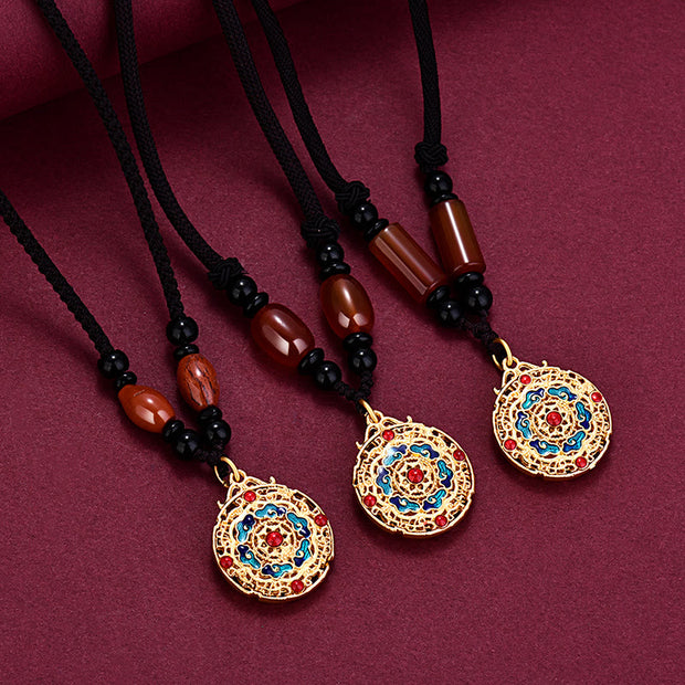 Buddha Stones Auspicious Clouds Copper Agate Wealth Luck Necklace Pendant Necklaces & Pendants BS 1