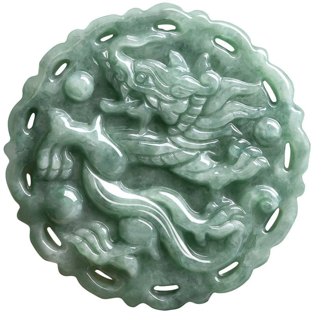 Buddha Stones Chinese Zodiac Dragon Phoenix Round Jade Luck Necklace String Pendant Necklaces & Pendants BS 5