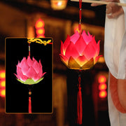Buddha Stones DIY Lotus Flower Dragon Lantern Tassel Lamp Decoration Decorations BS Red Lotus Lantern