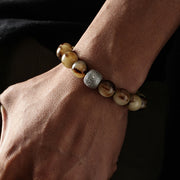 Buddha Stones Tibetan 999 Sterling Silver Yak Bone Strength Balance Bracelet Bracelet BS 9