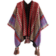 Buddha Stones Tibetan Shawl Knitting Warm Cloak Tibetan Tassel Scarf Tibetan Shawl BS 10
