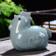 Buddha Stones Chinese Zodiac Wealth Ceramic Tea Pet Home Figurine Decoration Decorations BS Rooster 7cm*5cm*7cm