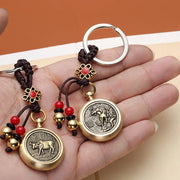 Buddha Stones 12 Chinese Zodiac Blessing Wealth Fortune Keychain Key Chain BS 8