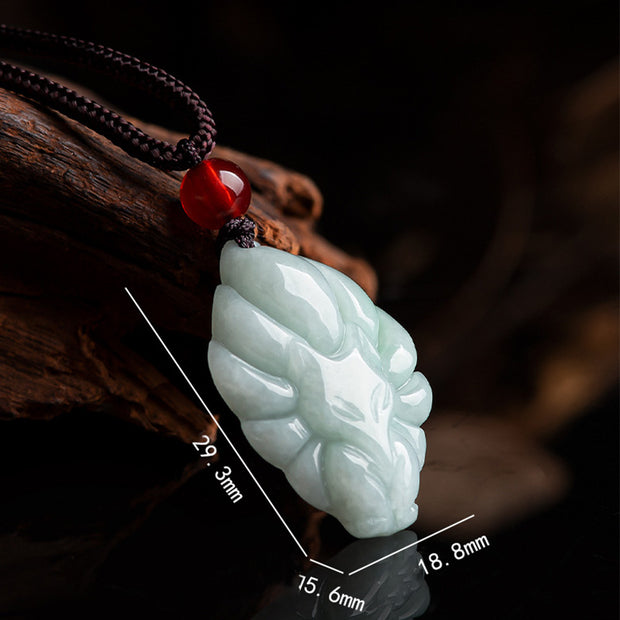Buddha Stones Natural Jade Nine Tailed Fox Luck Prosperity Necklace Pendant Necklaces & Pendants BS 6