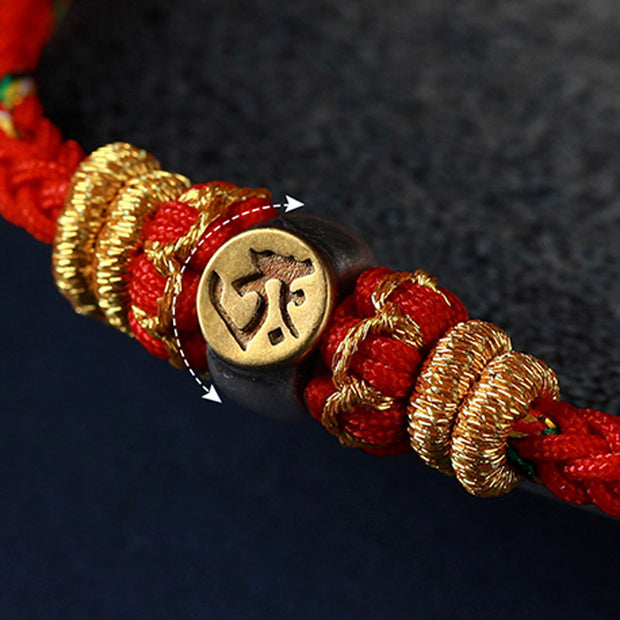 Buddha Stones Chinese Zodiac Natal Buddha Silver Luck Braided String Bracelet Bracelet BS 8