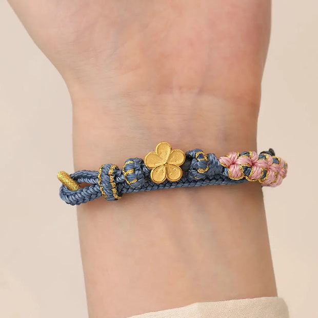 Buddha Stones Peach Blossom Design Wealth String Bracelet