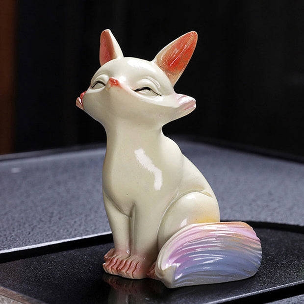 Buddha Stones Color Changing Small Cute Fox Tea Pet Resin Home Figurine Decoration