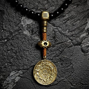 Buddha Stones Tibetan 108 Mala Beads Black Onyx Tiger Eye Beads Nine Palaces Bagua Protection Bracelet Mala Bracelet BS 6
