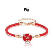 Buddha Stones 925 Sterling Silver Year of the Dragon Cute Chinese Zodiac Color Change Protection Bracelet Bracelet BS Pig(Wrist Circumference 14-16cm)