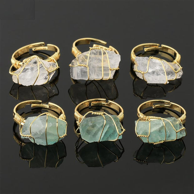 Natural Crystal Gemstone Amethyst Adjustable Ring (Extra 30% Off | USE CODE: FS30) Rings BS 14