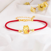 Buddha Stones 925 Sterling Silver Year Of The Dragon Lucky Golden Dragon Strength Red Rope Chain Bracelet Bracelet BS Dragon Red Rope Bracelet(Wrist Circumference 14-17cm)
