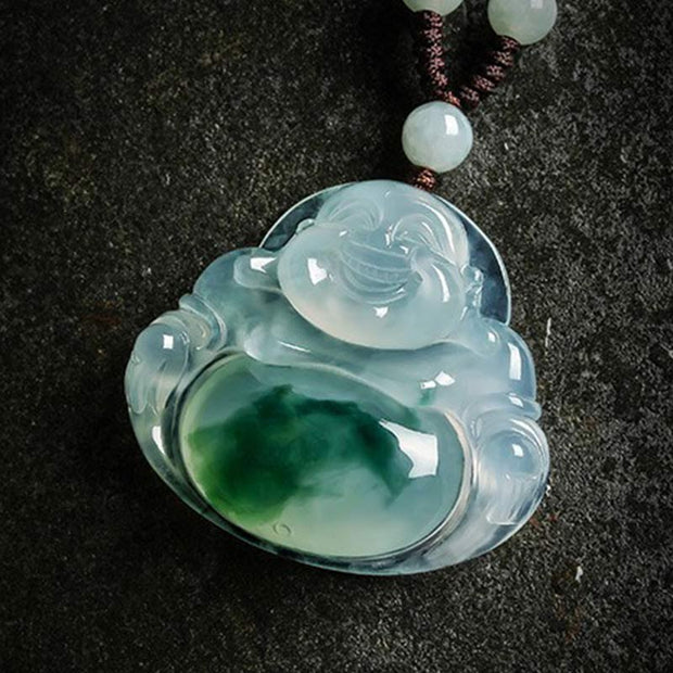 Buddha Stones Cyan Jade Luck Necklace Pendant Necklaces & Pendants BS 5