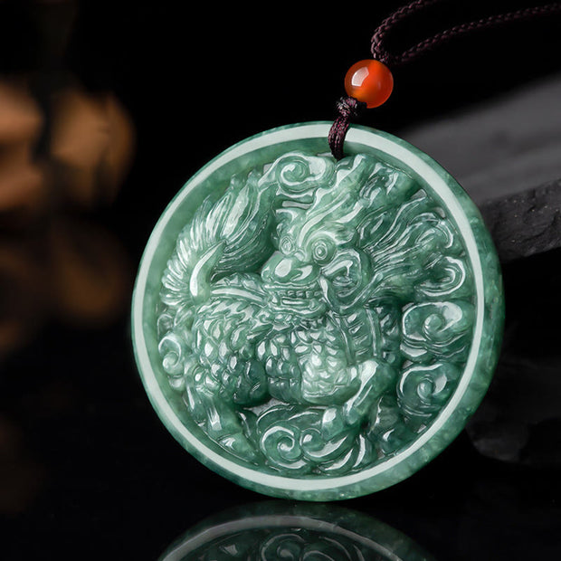 Buddha Stones Natural Jade Kirin Abundance String Necklace Pendant Necklaces & Pendants BS 5