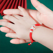 Buddha Stones 999 Sterling Silver Chinese Zodiac Red Rope Luck Handcrafted Kids Bracelet Bracelet BS 4
