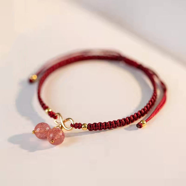Buddha Stones Natural Strawberry Quartz Amethyst Green Phantom Bead Positive Bracelet Bracelet BS 5
