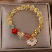 Buddha Stones Natural Citrine White Jade Strawberry Quartz Protection Charm Bracelet Bracelet BS 1