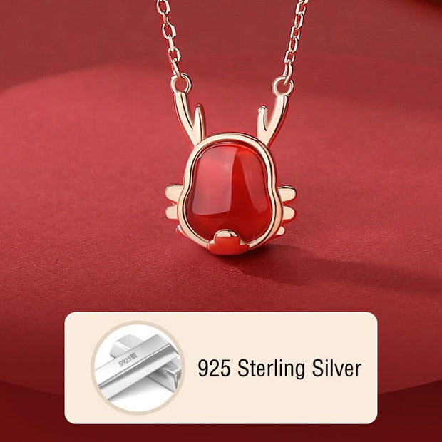 ❗❗❗A Flash Sale- Buddha Stones 925 Sterling Silver Year of the Dragon Natural Red Agate Dragon Attract Fortune Fu Character Strength Bracelet Necklace Pendant Earrings Bracelet Necklaces & Pendants BS 10